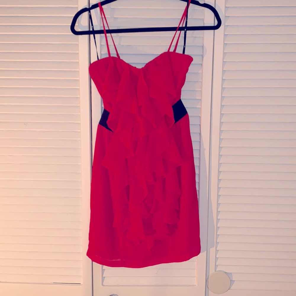 Red ruffle party dress